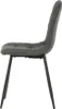 A side view of a gray upholstered dining chair with black metal legs against a white background. Náhled obrázku produktu