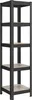 A black metal shelving unit with five shelves, shown against a white background. Produktbild-Vorschau