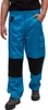 A person wearing blue work pants with black knee patches and black shoes. Produktbild-Vorschau