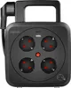 A black LogiLink power strip with four sockets and two USB ports, shown against a white background. Podgląd zdjęcia produktu