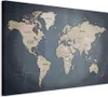 Vliesstoff Leinwandbild - World Map: Shades of Grey 120x80 Produktbild-Vorschau 1