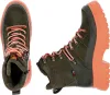 Two views of a pair of green and orange lace-up boots are shown against a white background. Produktbild-Vorschau