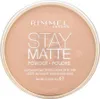 A top-down view of a RIMMEL London Stay Matte Pressed Powder compact. Náhled obrázku produktu