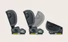 Three stages of a car seat's backrest adjustment, shown from the side. Voir les images du produit