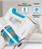 Close-up marketing image of a cordless vacuum cleaner with feature callouts. Produktbild-Vorschau