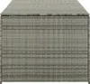 A close-up, front-facing view of a gray poly rattan storage box. Voir les images du produit