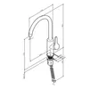 A technical drawing of a kitchen faucet with dimensions indicated. Produktbild-Vorschau