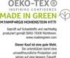 OEKO-TEX certification logo and text about sustainable production. Produktbild-Vorschau