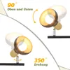 Diagram showing the adjustable angles of a ceiling light fixture. Voir les images du produit