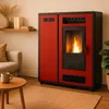Luft- Pelletofen Slim Astral 12,2 kW Bordeaux Sannover Produktbild-Vorschau 2