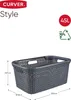 A product image of a laundry basket with dimensions and capacity indicated. Produktbild-Vorschau