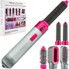 A product shot of a ProfiCare 4-in-1 hairstyler with its various attachments, displayed alongside its packaging. Produktbild-Vorschau