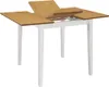 A white and wood extendable dining table against a white background. Produktbild-Vorschau