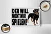 Holzschild Hinweis 18x12cm Hund will nicht nur spielen weiß Produktbild-Vorschau 3