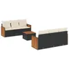 vidaXL 7-tlg. Garten-Sofagarnitur mit Kissen Schwarz Poly Produktbild-Vorschau 1