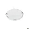 A round, white LED ceiling light with mounting clips is shown against a white background. Produktbild-Vorschau