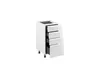 A white kitchen cabinet with four drawers is shown against a white background. Produktbild-Vorschau