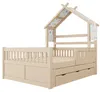 Hausbett 140 x 200 cm mit Ausziehbett, 3 großen Schubladen Produktbild-Vorschau 11