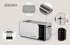 A ZEEGMA toaster is shown with close-up insets highlighting its features and a hand pressing a lever. Voir les images du produit