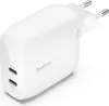 A white Belkin dual USB-C charger with European plug prongs. Produktbild-Vorschau