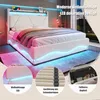 Collage of a white LED bed with additional close-ups highlighting features. Náhled obrázku produktu