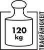 A graphic showing a weight and text indicating load capacity. Produktbild-Vorschau