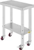 A stainless steel work table with wheels. Podgląd zdjęcia produktu