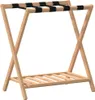 A wooden luggage rack with black straps, shown against a white background. Voir les images du produit