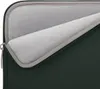 Close-up view of the interior and exterior of a dark green laptop sleeve. Náhľad obrázku produktu