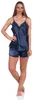 Damen Satin Nachtwäsche Pyjama Set Shorty mit Spitze; Produktbild-Vorschau 2