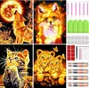 Diamond Painting Set, 4er Tiere,Katze Tiger Fuchs Wolf, 5D Produktbild-Vorschau 1