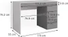 A diagram of a desk with dimensions indicated by measurement lines and text. Anteprima dell’immagine prodotto