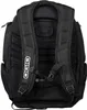 The back of a black Ogio backpack is shown against a white background. Produktbild-Vorschau