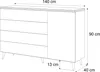 A line drawing of a dresser with dimensions indicated. Produktbild-Vorschau