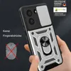 A hand is holding a smartphone case with a ring holder, showcasing its features. Produktbild-Vorschau