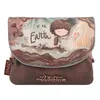 A close-up of a brown Anekke clutch bag with a printed illustration of a girl and text. Anteprima dell’immagine prodotto