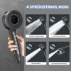 A shower head is shown with four different spray modes illustrated. Produktbild-Vorschau