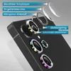 A close-up diagram illustrating the layers of a camera lens protector for a smartphone, with decorative gemstone-like rings around the camera lenses. Produktbild-Vorschau