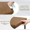 Close-up shots of a brown synthetic leather chair cushion, highlighting its texture and comfort. Produktbild-Vorschau