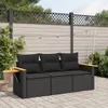 Design 3-tlg. Garten-Sofagarnitur mit Kissen Schwarz Poly Produktbild-Vorschau 1