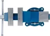 A top-down view of a blue and silver metal vise on a white background. Produktbild-Vorschau