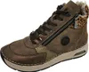 A single brown high-top sneaker with a zipper and leopard print lining. Produktbild-Vorschau