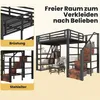 okwish Hochbett 140×200 mit LED und Fächern, Jugendbett Produktbild-Vorschau 5