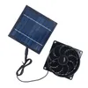 A black solar-powered fan and a blue solar panel are displayed against a white background. Voir les images du produit