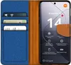 A flip case for a Xiaomi 14 phone, showing the inside with card slots and the phone screen with product specifications. Produktbild-Vorschau