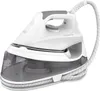 A white and gray steam iron with a visible water reservoir, shown on a white background. Produktbild-Vorschau