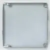 A top-down view of a square access panel or revision door made of galvanized steel, with a white frame. Produktbild-Vorschau