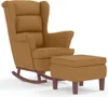 A brown velvet rocking chair with an ottoman, presented on a white background. Náhľad obrázku produktu