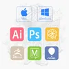 Collage of software application icons and operating system logos. Náhľad obrázku produktu