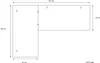A diagram of an L-shaped desk with dimensions indicated. Náhled obrázku produktu